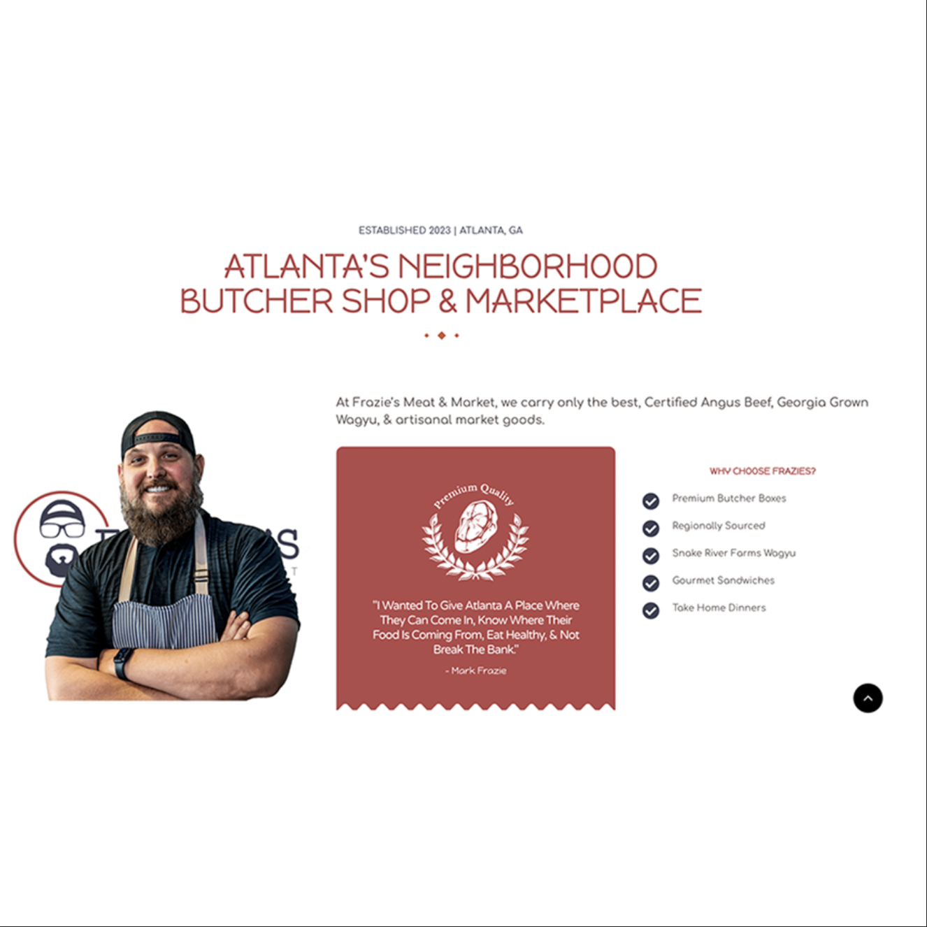 An overview of web design for Frazie's Meat & Market